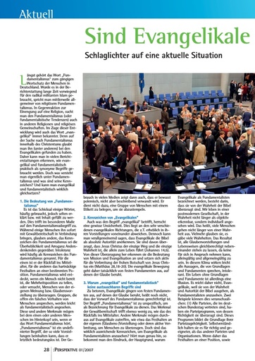 Perspektive 2007 01 sind evangelikale fundamentalisten