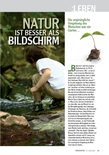 Perspektive 2008 07 natur ist besser als bildschirm
