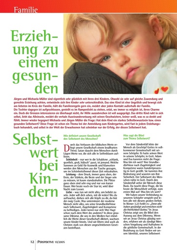 Perspektive 2005 10 erziehung zu einem gesunden selbstwert bei kindern
