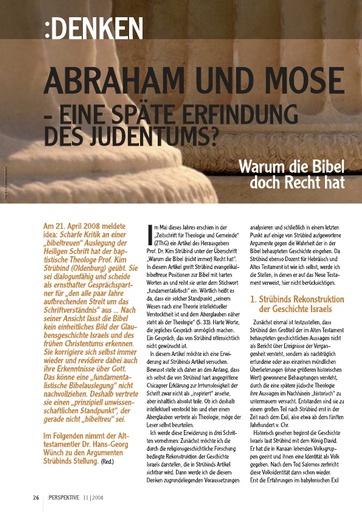 Perspektive 2008 11 abraham und mose eine spaete erfindung des judentums