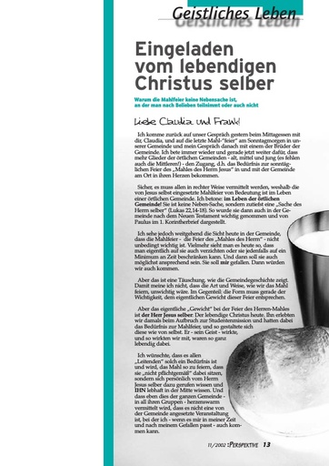 Perspektive 2002 11 eingeladen vom lebendigen christus selber