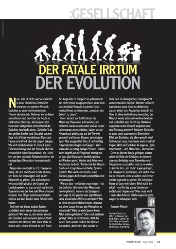 Perspektive 2009 06 der fatale irrtum der evolution