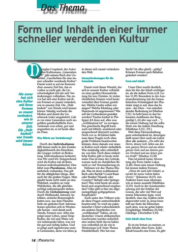 Perspektive 2001 01 form uns inhalt in einer immer schneller werdenden kultur