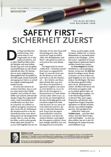 Perspektive 2018 04 Safety First - Sicherheit zuerst