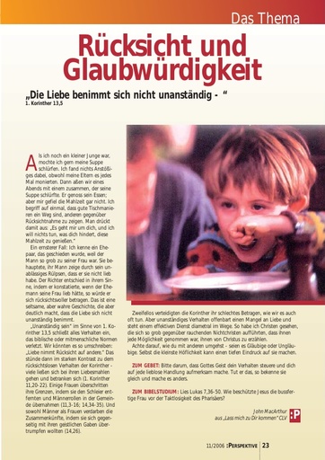 Perspektive 2006 11 ruecksicht und glaubwuerdigkeit