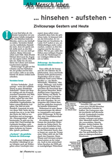Perspektive 2001 10 hinsehen aufstehen einstehen