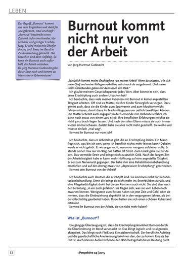 Perspektive 2015 04 burnout kommt nicht nur von der arbeit