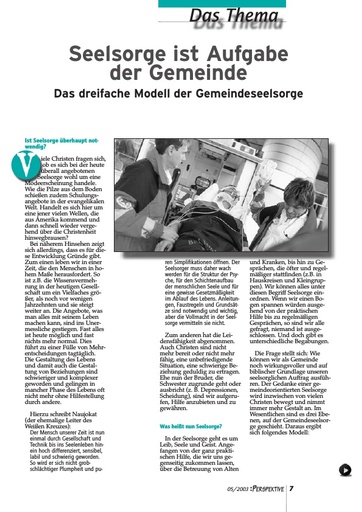 Perspektive 2003 05 seelsorge ist aufgabe der gemeinde