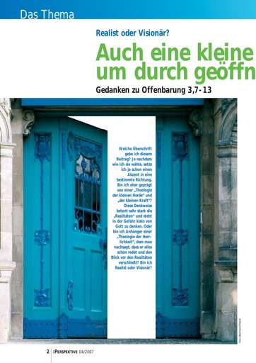Perspektive 2007 04 auch eine kleine kraft reicht aus