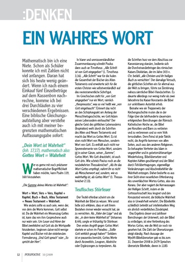 Perspektive 2009 10 ein wahres wort