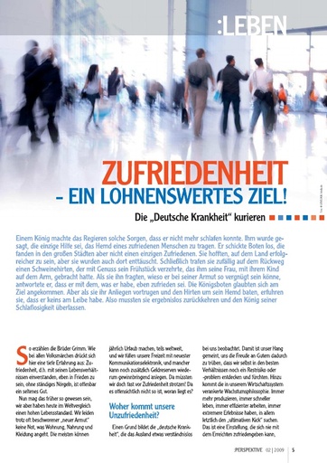 Perspektive 2009 02 zufriedenheit ein lohnenswertes ziel