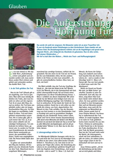 Perspektive 2006 04 die auferstehung von den toten   hoffnung fuer mein leben