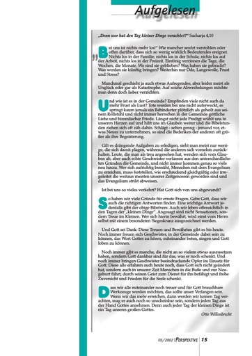 Perspektive 2002 03 denn wer hat den tag kleiner dinge verachtet