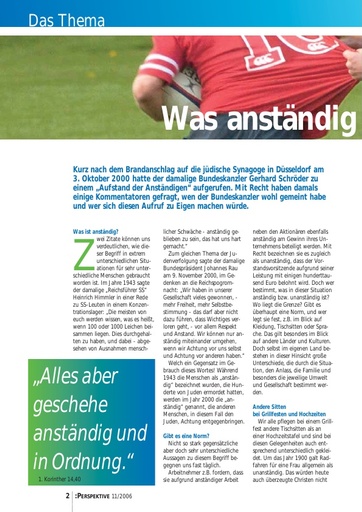 Perspektive 2006 11 was anstaendig ist und war