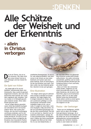 Perspektive 2011 12 alle schaetze der weisheit und der erkenntnis