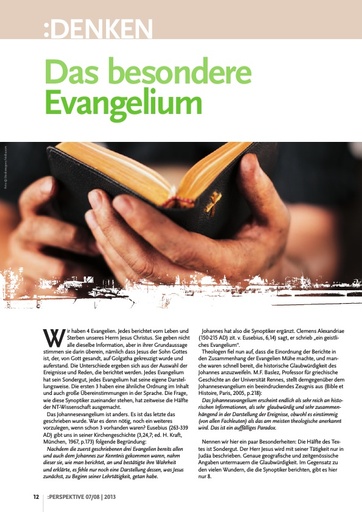 Perspektive 2013 07 das besondere evangelium