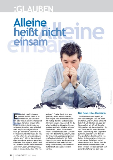 Perspektive 2010 11 alleine heisst nicht einsam