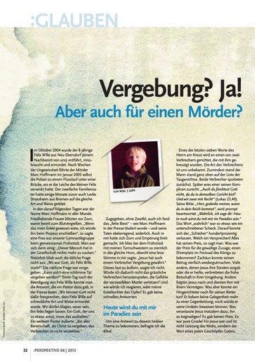 Perspektive 2013 06 vergebung ja aber auch fuer einen moerder