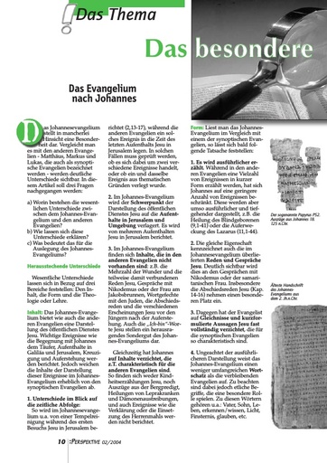Perspektive 2004 02 das besondere evangelium