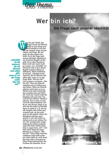 Perspektive 2001 07 wer bin ich die frage nach unserer identitaet