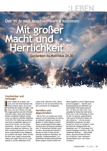 Perspektive 2010 12 mit grosser macht und herrlichkeit