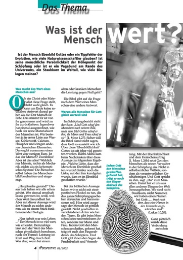 Perspektive 2002 03 was ist der mensch wert