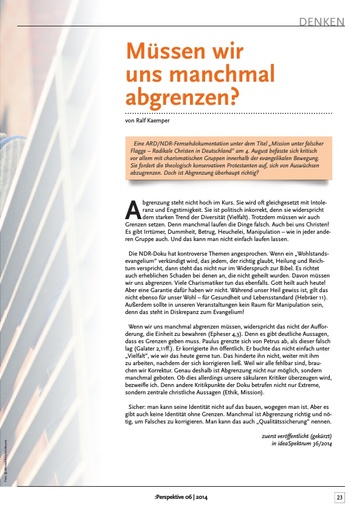 Perspektive 2014 06 muessen wir uns manchmal abgrenzen