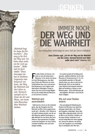 Perspektive 2009 11 immer noch der weg und die wahrheit