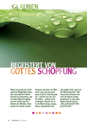 Perspektive 2008 07 begeistert von gottes schoepfung