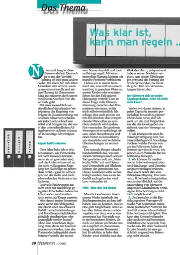 Perspektive 2002 11 was klar ist kann man regeln