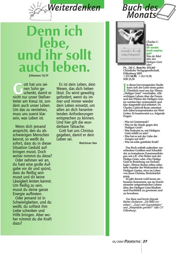 Perspektive 2004 05 denn ich lebe