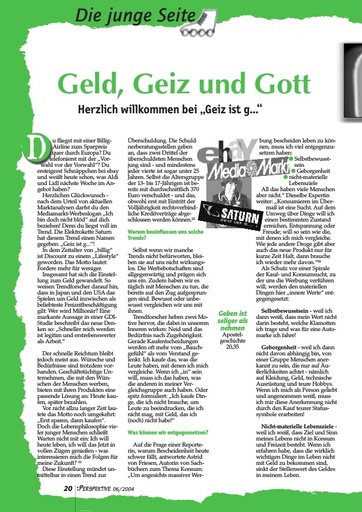 Perspektive 2004 06 geld geiz und gott