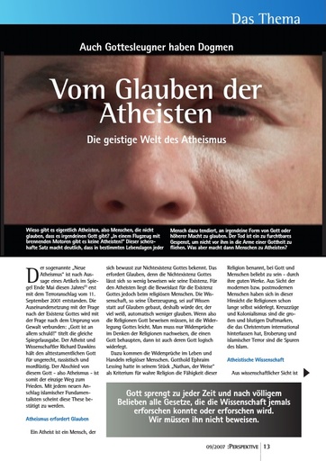 Perspektive 2007 09 vom glauben der atheisten