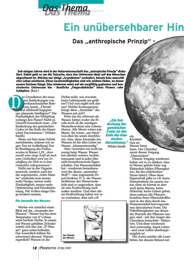 Perspektive 2001 07 ein unuebersehbarer hinweis auf den schoepfer