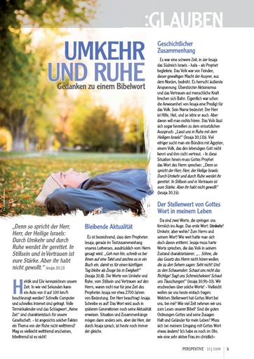 Perspektive 2009 10 umkehr und ruhe