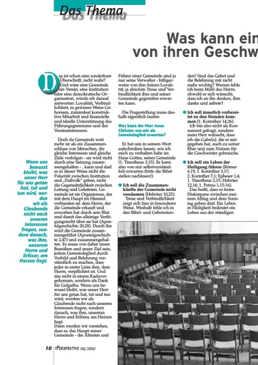 Perspektive 2002 09 was kann eine gemeinde von ihren geschwistern erwarten