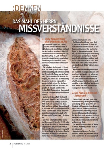 Perspektive 2008 04 das mahl des herrn missverstarndnisse