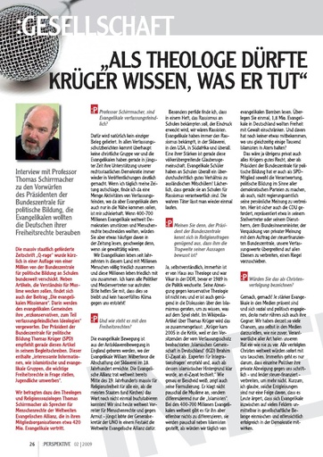 Perspektive 2009 02 als theologe duerfte krueger wissen was er tut