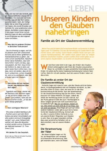 Perspektive 2010 07 unseren kindern den glauben nahebringen
