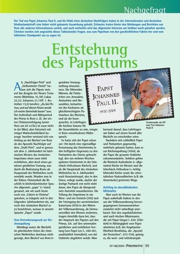 Perspektive 2005 07 entstehung des papsttums