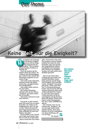 Perspektive 2001 12 keine zeit fuer die ewigkeit