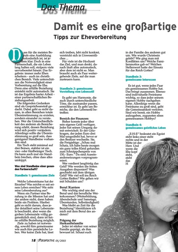 Perspektive 2003 05 damit es eine grossartige sache wird