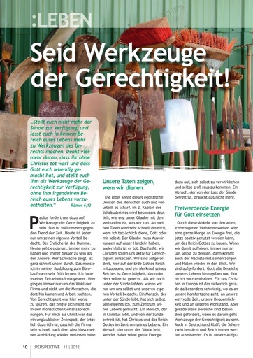 Perspektive 2012 11 seid werkzeuge der gerechtigkeit