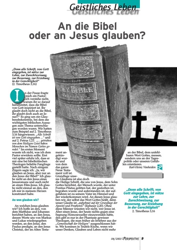 Perspektive 2003 04 an die bibel oder an jesus glauben