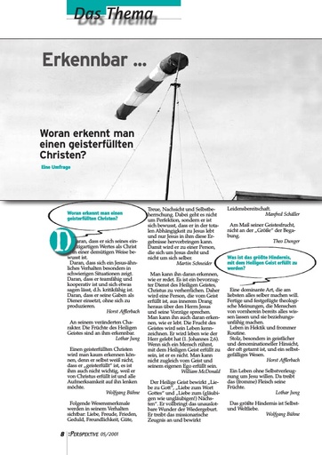 Perspektive 2001 05 woran erkennt man einen geisterfuellten christen