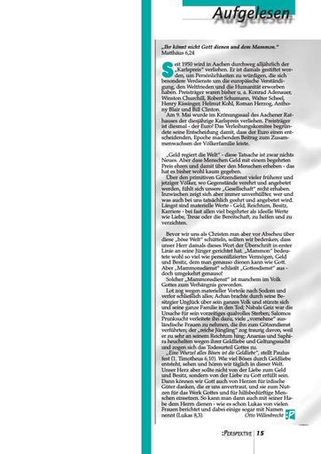 Perspektive 2002 09 ihr koennt nicht gott dienen und dem mammon