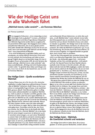 Perspektive 2014 05 wie der heilige geist uns in alle wahrheit fuehrt