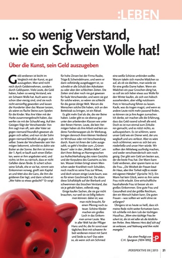 Perspektive 2013 09 so wenig verstand wie ein schwein wolle hat