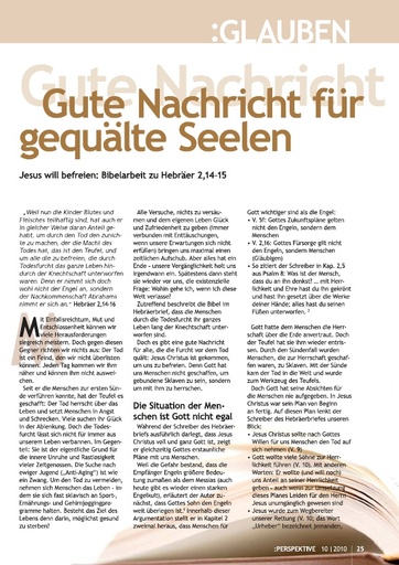 Perspektive 2010 10 gute nachricht fuer gequaelte seelen