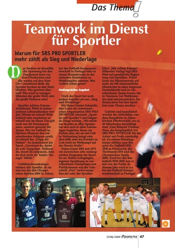 Perspektive 2004 07 teamwork im dienst fuer sportler
